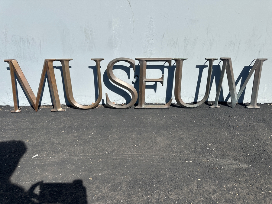 (6) Large Bronze Letters Spelling Out 'MUSEUM' - Originally Hung In Balboa Park On The San Diego Museum Of Natural History - The Letter M Measures 16.5W X 15H [Photo 2]