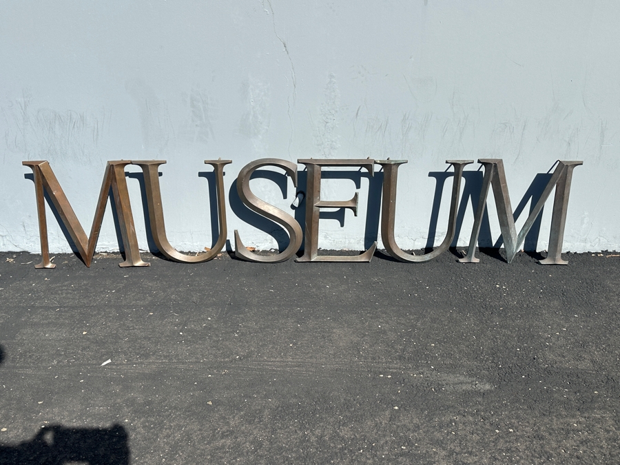 (6) Large Bronze Letters Spelling Out 'MUSEUM' - Originally Hung In Balboa Park On The San Diego Museum Of Natural History - The Letter M Measures 16.5W X 15H [Photo 4]