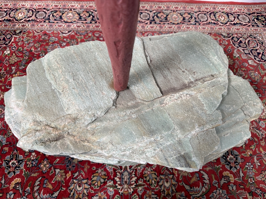 Rick Gregg Large Original Horse Sculpture 1997 On Large Green Stone Base (This Is A Model Of An Outdoor Public Sculpture) 44W X 14D X 55H [Photo 16]