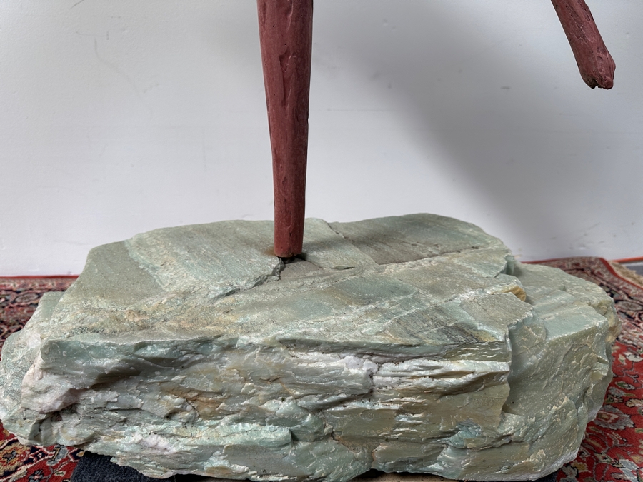 Rick Gregg Large Original Horse Sculpture 1997 On Large Green Stone Base (This Is A Model Of An Outdoor Public Sculpture) 44W X 14D X 55H [Photo 15]