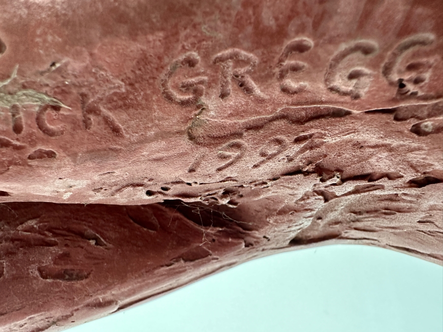 Rick Gregg Large Original Horse Sculpture 1997 On Large Green Stone Base (This Is A Model Of An Outdoor Public Sculpture) 44W X 14D X 55H [Photo 9]