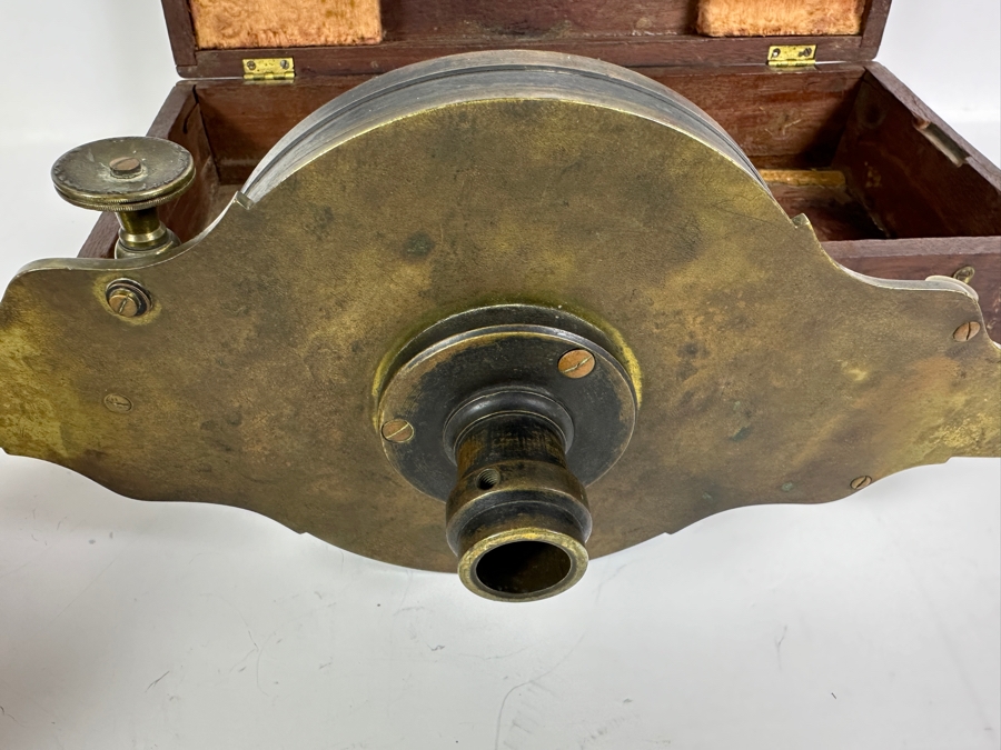 Antique 1800s John Roach, Optician Cased Brass Surveyor's Compass Used For Measuring Horizontal Angles In Land Surveying 79 Nassau Street, New York, NY 14.25W X 7D X 3.5H [Photo 7]