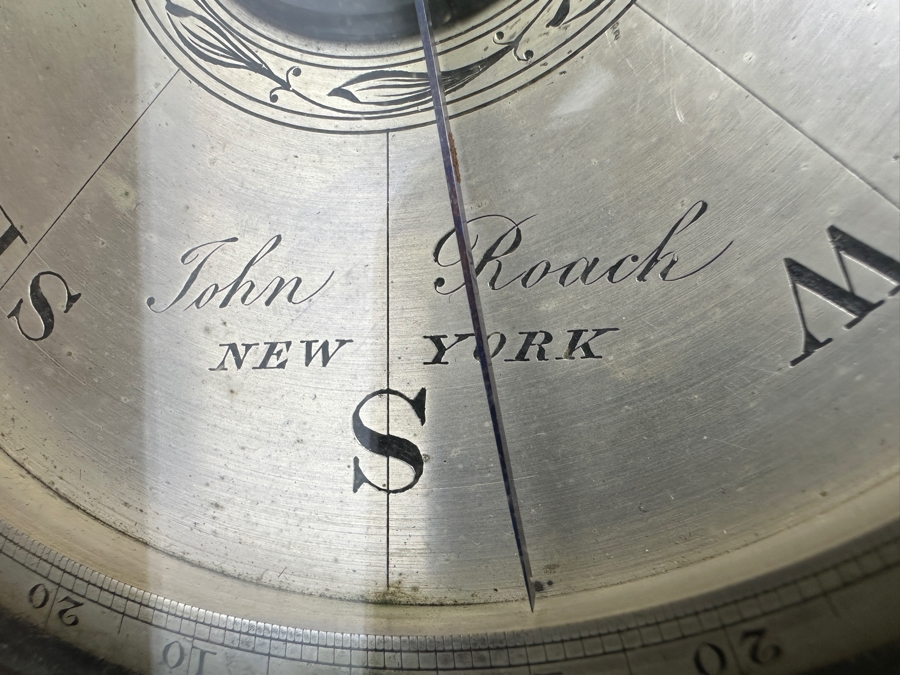 Antique 1800s John Roach, Optician Cased Brass Surveyor's Compass Used For Measuring Horizontal Angles In Land Surveying 79 Nassau Street, New York, NY 14.25W X 7D X 3.5H [Photo 3]