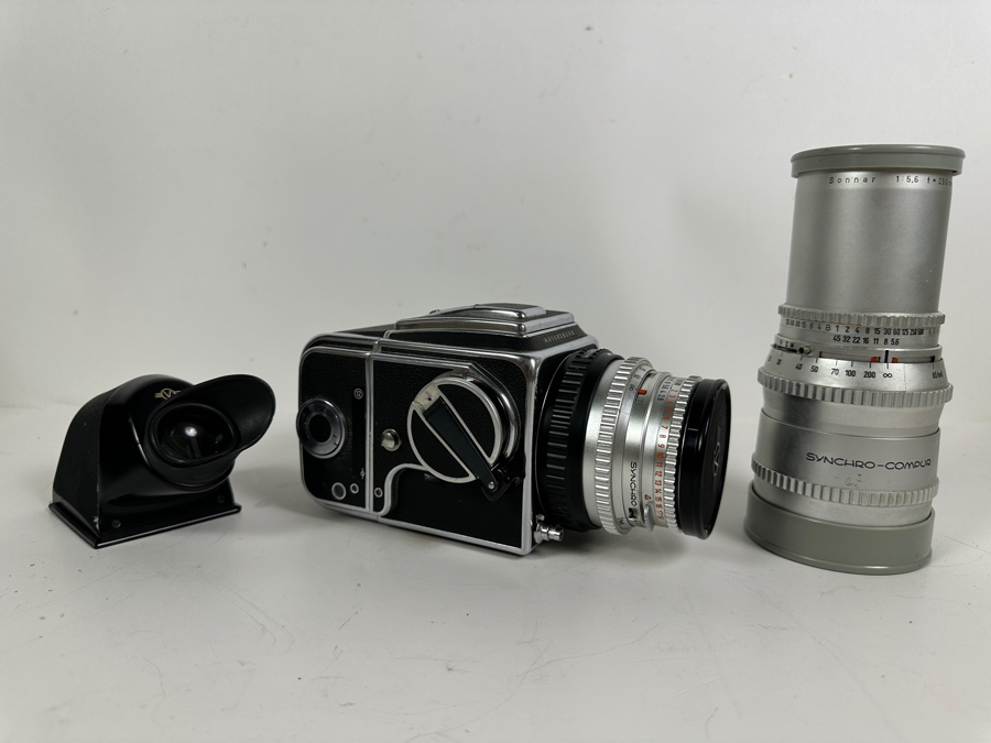 Vintage Hasselblad 500C Film Camera With Carl Zeiss Planar 1:2.8 f=80mm Lens And Carl Zeiss Synchro-Compur Sonnar 1:5.6 f=250mm Lens Plus Camera Bag And Old Film [Photo 7]