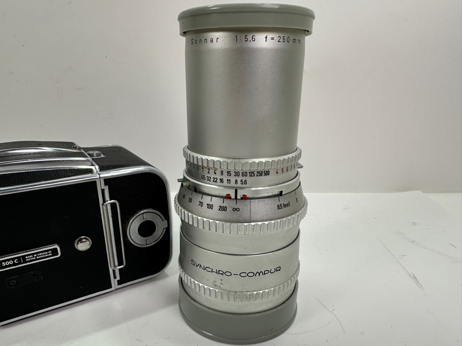 Vintage Hasselblad 500C Film Camera With Carl Zeiss Planar 1:2.8 f=80mm Lens And Carl Zeiss Synchro-Compur Sonnar 1:5.6 f=250mm Lens Plus Camera Bag And Old Film [Photo 15]
