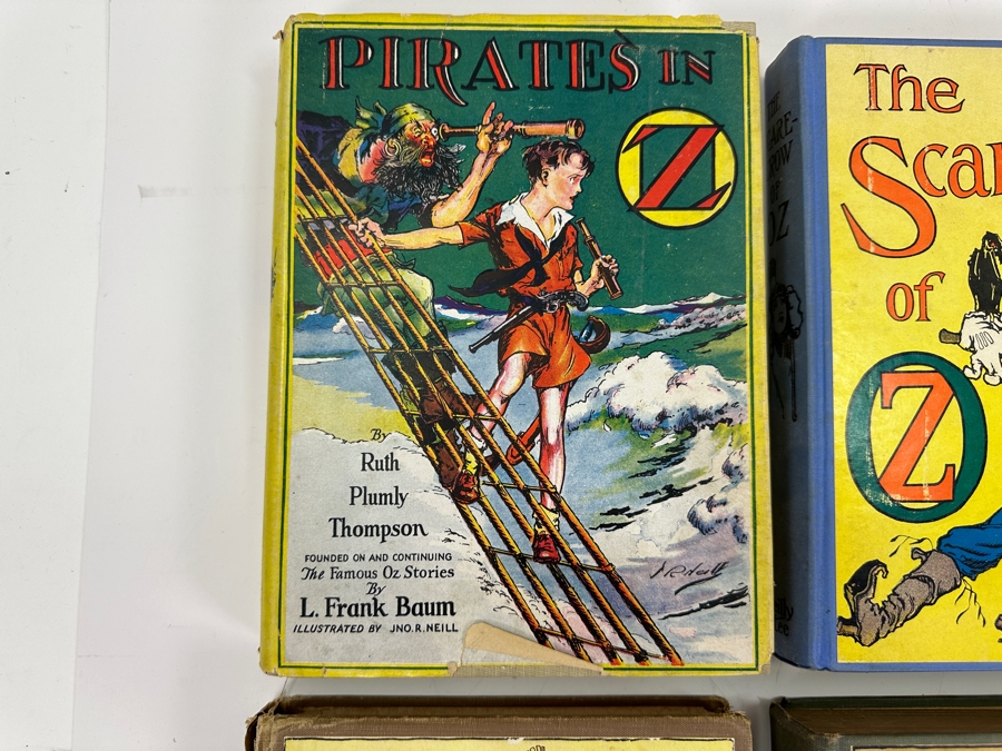 (6) Vintage L. Frank Baum Oz Hardcover Books: Pirates In Oz, The Scarecrow Of Oz, The Giant Horse Of Oz, The Emerald City Of Oz, Glinda Of Oz & Kabumpo In Oz Dating From 1910-1931 [Photo 2]