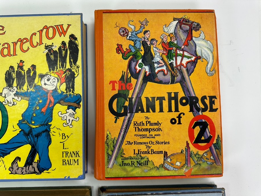 (6) Vintage L. Frank Baum Oz Hardcover Books: Pirates In Oz, The Scarecrow Of Oz, The Giant Horse Of Oz, The Emerald City Of Oz, Glinda Of Oz & Kabumpo In Oz Dating From 1910-1931 [Photo 4]