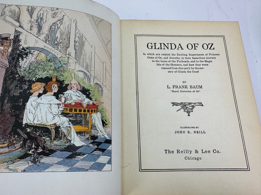 (6) Vintage L. Frank Baum Oz Hardcover Books: Pirates In Oz, The Scarecrow Of Oz, The Giant Horse Of Oz, The Emerald City Of Oz, Glinda Of Oz & Kabumpo In Oz Dating From 1910-1931 [Photo 17]