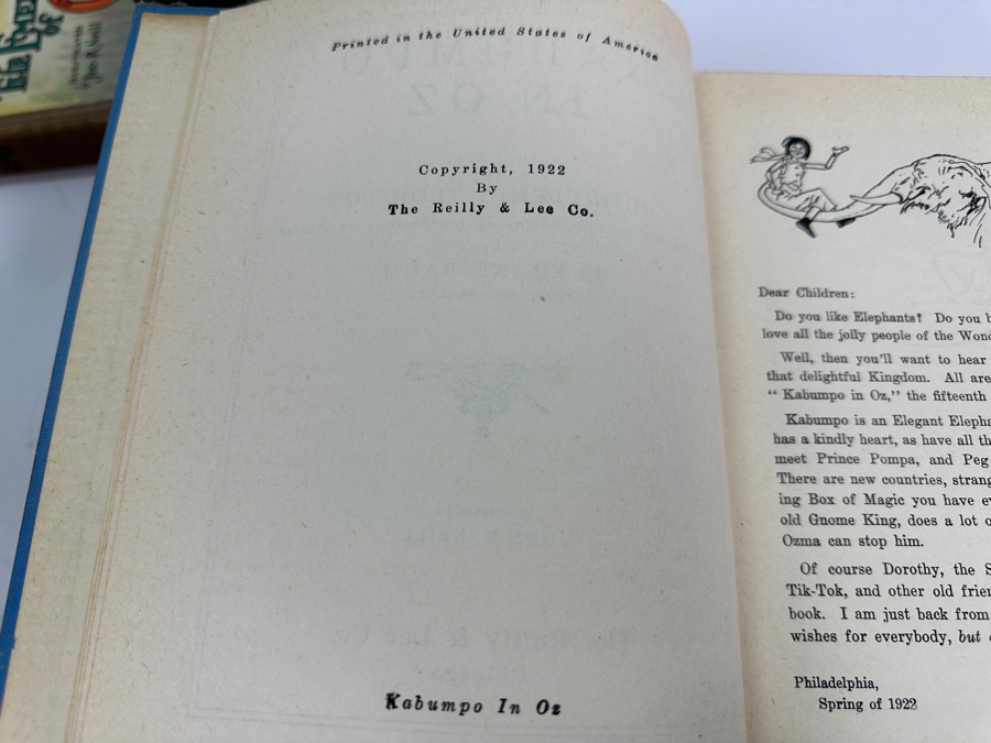 (6) Vintage L. Frank Baum Oz Hardcover Books: Pirates In Oz, The Scarecrow Of Oz, The Giant Horse Of Oz, The Emerald City Of Oz, Glinda Of Oz & Kabumpo In Oz Dating From 1910-1931 [Photo 16]
