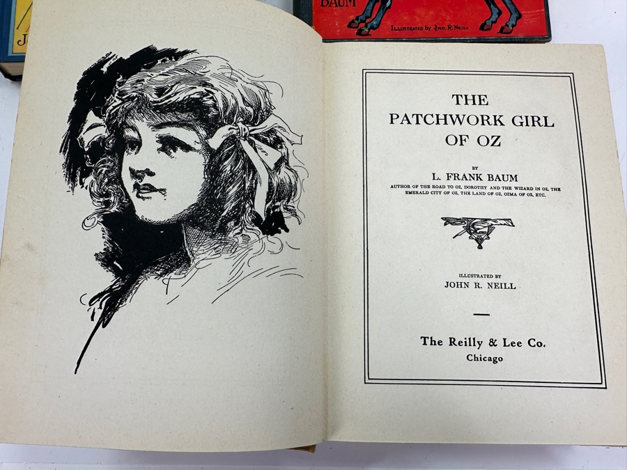 (4) Vintage L. Frank Baum Oz Hardcover Books: The Magic Of Oz, Rinkitink In Oz, The Patchwork Girl Of Oz & The Lost Princess Of Oz Dating From 1913-1919 [Photo 8]