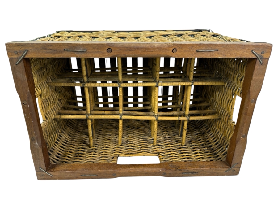 Antique French Wicker Wine Carrier 22.5W x 15D x 15.5H [Photo 2]