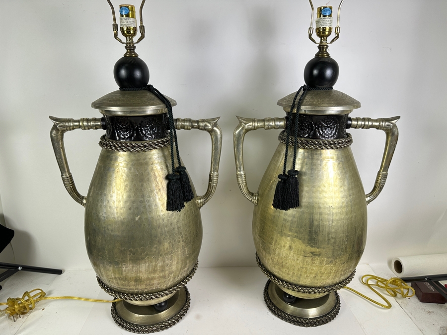 Pair of John Richards Lighting Metal Table Lamps with Rope Detailing 39.5'H [Photo 3]