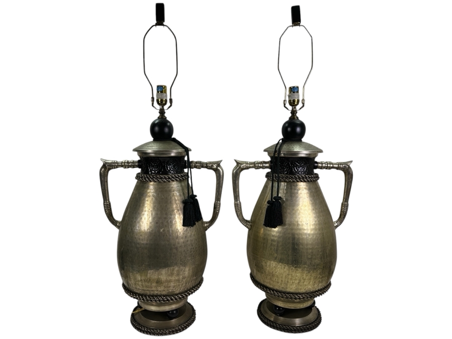 Pair of John Richards Lighting Metal Table Lamps with Rope Detailing 39.5'H [Photo 2]