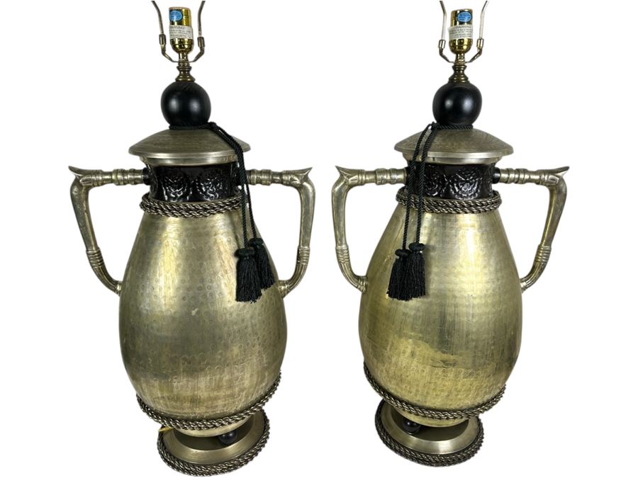 Pair of John Richards Lighting Metal Table Lamps with Rope Detailing 39.5'H [Photo 1]