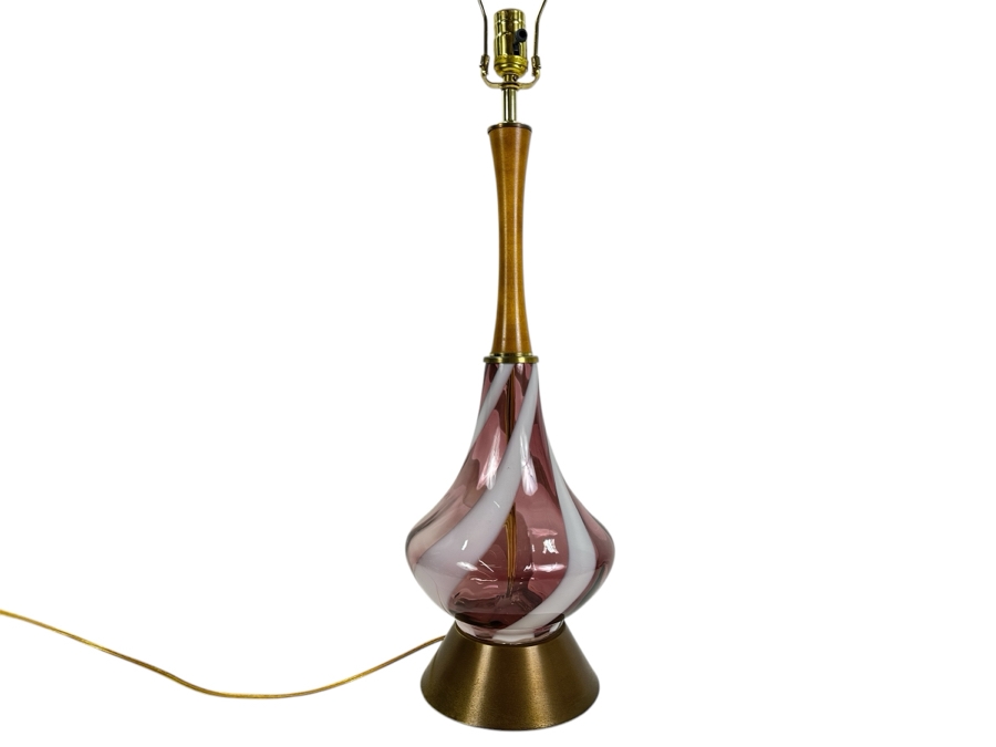 Mid Century Modern Murano Swirl Art Glass Table Lamp 40'H [Photo 1]
