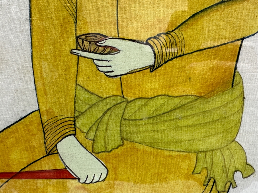 Antique Original Pair Of Persian Paintings Depicting A Kneeling Youth (Possibly A Cupbearer) Holding A Cup 13.25 X 20.5 Framed 22 X 28 [Photo 6]