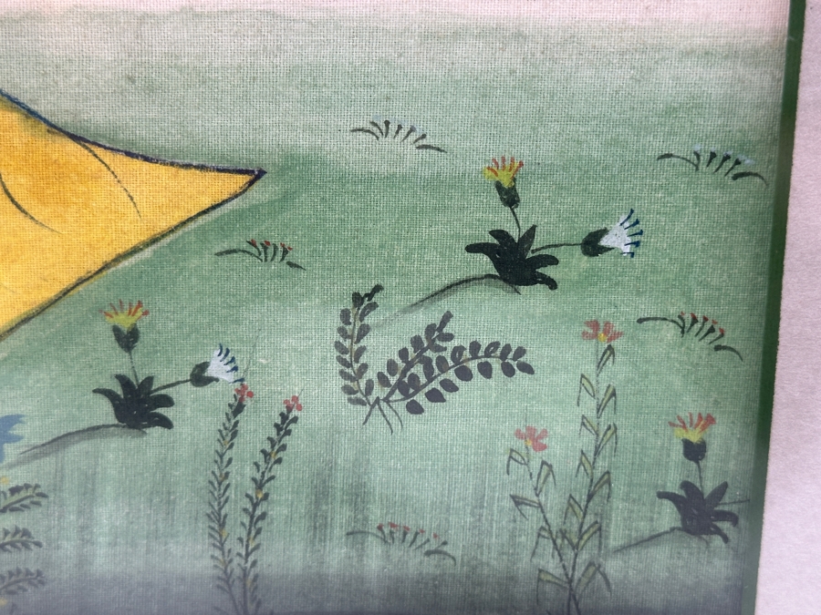 Antique Original Pair Of Persian Paintings Depicting A Kneeling Youth (Possibly A Cupbearer) Holding A Cup 13.25 X 20.5 Framed 22 X 28 [Photo 8]