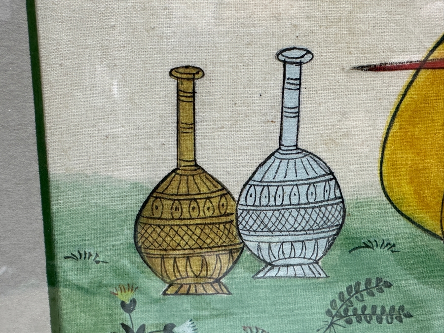 Antique Original Pair Of Persian Paintings Depicting A Kneeling Youth (Possibly A Cupbearer) Holding A Cup 13.25 X 20.5 Framed 22 X 28 [Photo 7]