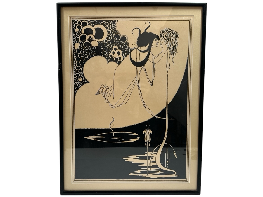 Aubrey Beardsley (1872-1898, English) Print Titled 'The Climax' Created In 1893 For Oscar Wilde's Play 'Salome' 16 X 22.5 Framed 19.5 X 26 [Photo 2]