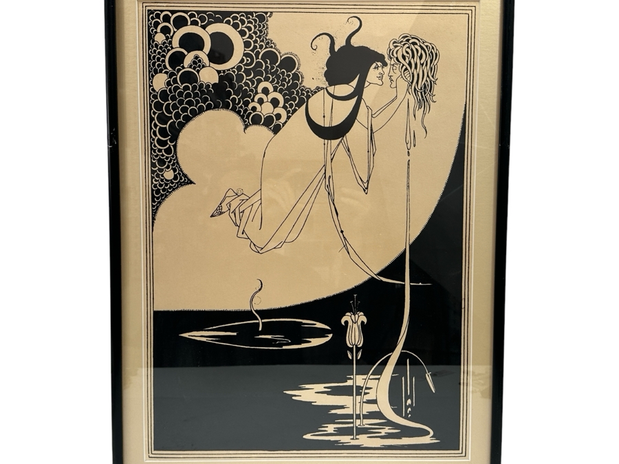 Aubrey Beardsley (1872-1898, English) Print Titled 'The Climax' Created In 1893 For Oscar Wilde's Play 'Salome' 16 X 22.5 Framed 19.5 X 26