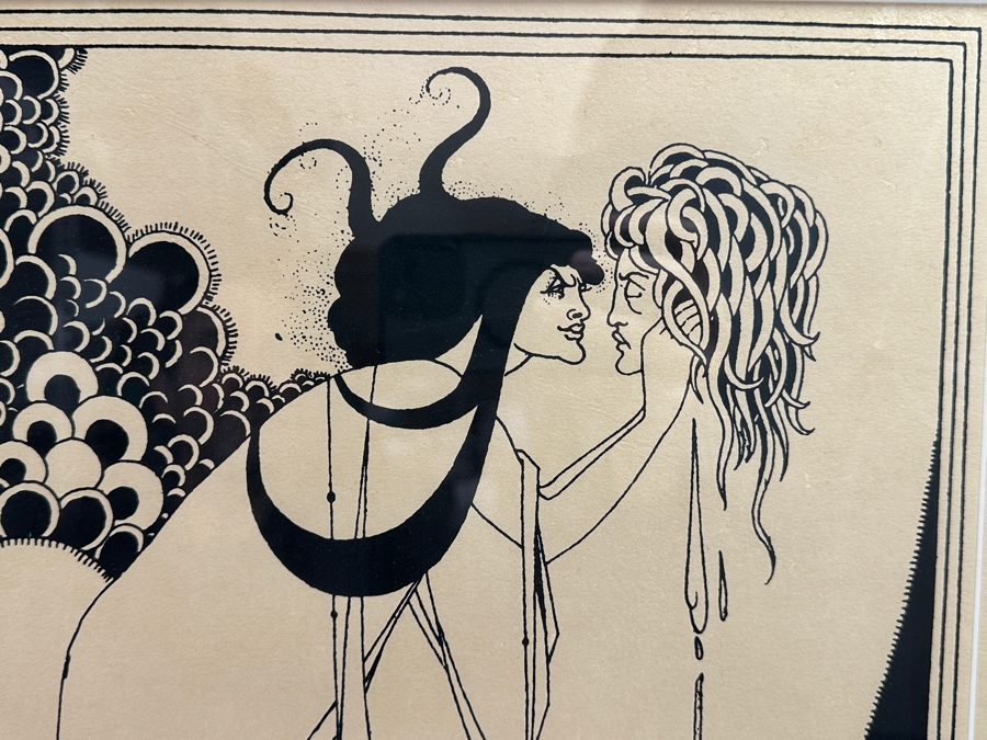 Aubrey Beardsley (1872-1898, English) Print Titled 'The Climax' Created In 1893 For Oscar Wilde's Play 'Salome' 16 X 22.5 Framed 19.5 X 26 [Photo 3]