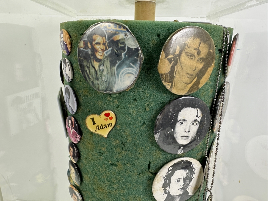 Huge Collection Of Vintage 1980s Punk Rock 'Adam And The Ants' Buttons (And About 8 Oingo Boingo Buttons) Displayed In A Circular Rotating Acrylic Display Case 10W X 10D X 21H - See Photos [Photo 15]