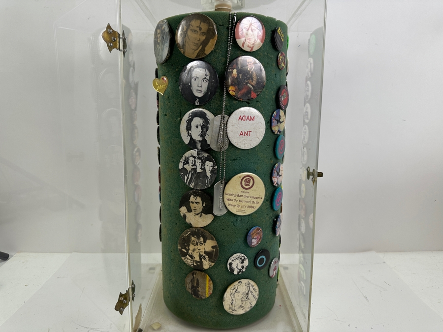 Huge Collection Of Vintage 1980s Punk Rock 'Adam And The Ants' Buttons (And About 8 Oingo Boingo Buttons) Displayed In A Circular Rotating Acrylic Display Case 10W X 10D X 21H - See Photos [Photo 5]
