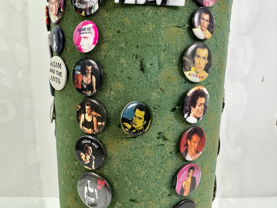 Huge Collection Of Vintage 1980s Punk Rock 'Adam And The Ants' Buttons (And About 8 Oingo Boingo Buttons) Displayed In A Circular Rotating Acrylic Display Case 10W X 10D X 21H - See Photos [Photo 13]