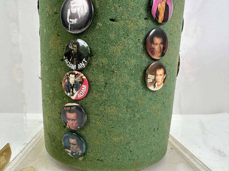 Huge Collection Of Vintage 1980s Punk Rock 'Adam And The Ants' Buttons (And About 8 Oingo Boingo Buttons) Displayed In A Circular Rotating Acrylic Display Case 10W X 10D X 21H - See Photos [Photo 14]
