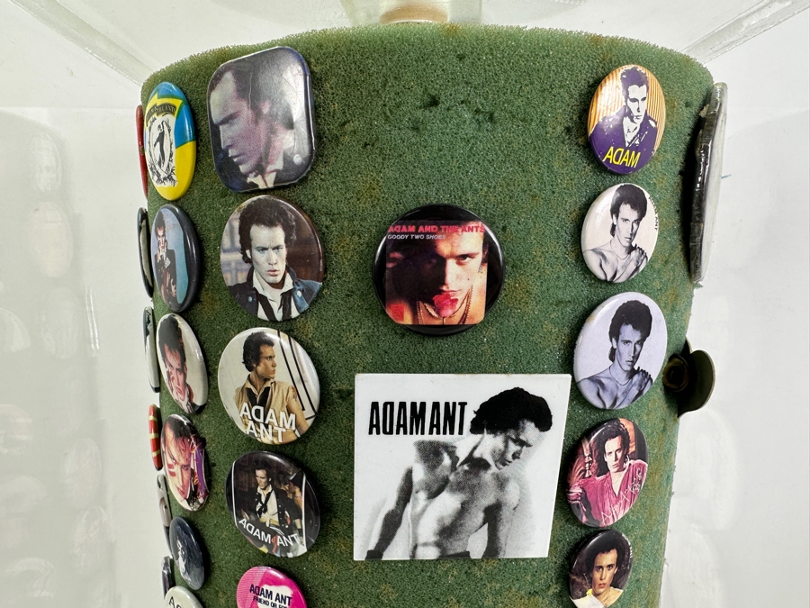 Huge Collection Of Vintage 1980s Punk Rock 'Adam And The Ants' Buttons (And About 8 Oingo Boingo Buttons) Displayed In A Circular Rotating Acrylic Display Case 10W X 10D X 21H - See Photos [Photo 12]
