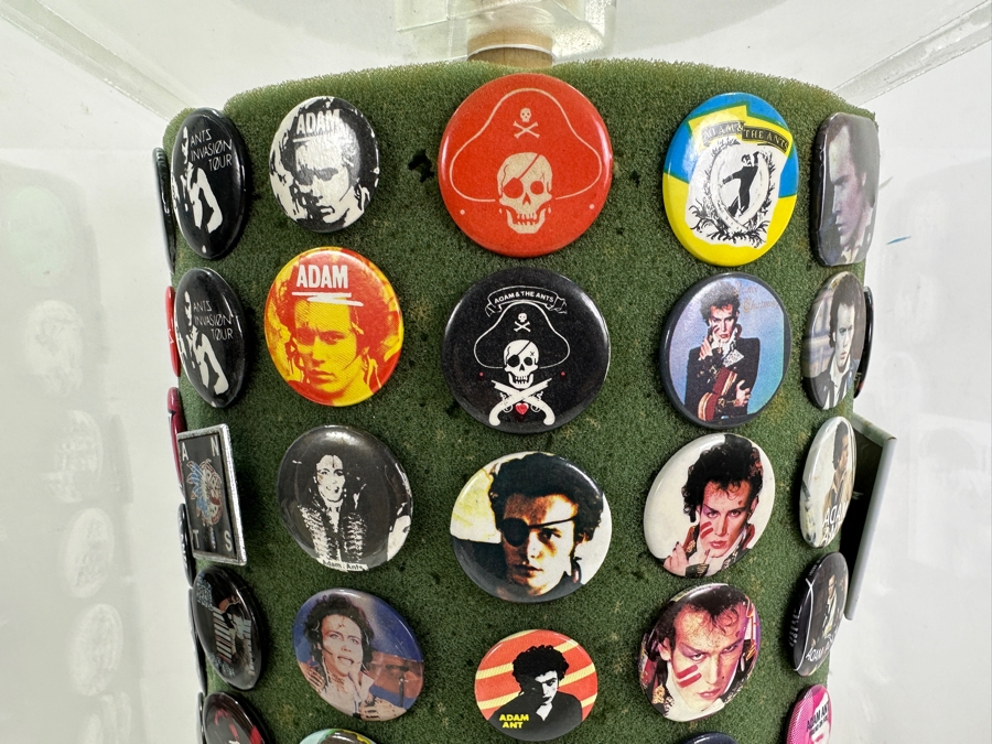 Huge Collection Of Vintage 1980s Punk Rock 'Adam And The Ants' Buttons (And About 8 Oingo Boingo Buttons) Displayed In A Circular Rotating Acrylic Display Case 10W X 10D X 21H - See Photos [Photo 10]