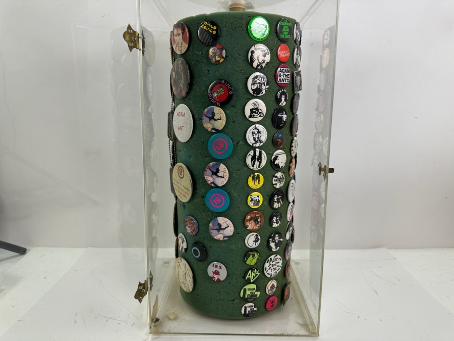 Huge Collection Of Vintage 1980s Punk Rock 'Adam And The Ants' Buttons (And About 8 Oingo Boingo Buttons) Displayed In A Circular Rotating Acrylic Display Case 10W X 10D X 21H - See Photos [Photo 6]
