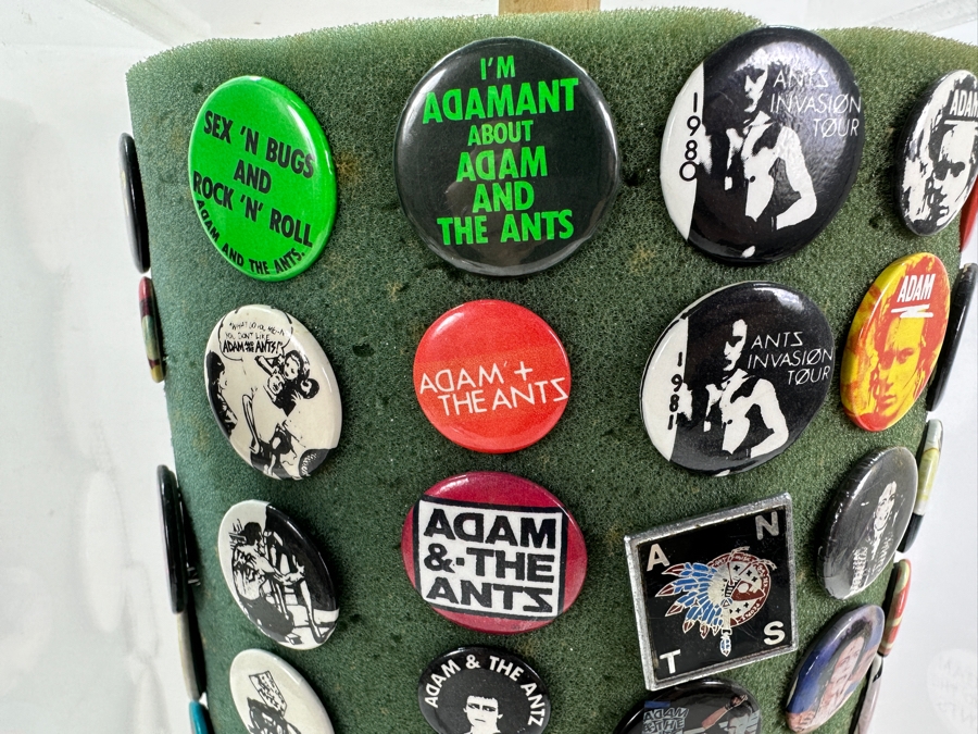 Huge Collection Of Vintage 1980s Punk Rock 'Adam And The Ants' Buttons (And About 8 Oingo Boingo Buttons) Displayed In A Circular Rotating Acrylic Display Case 10W X 10D X 21H - See Photos [Photo 7]