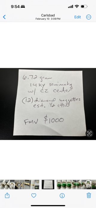 JUST ADDED - 14k Gold Ring With CZ Center Surrounded By (12) Diamond Baguettes Est. 1/2cttw Size 7.5 6.3g Retails $2,000 [Photo 16]