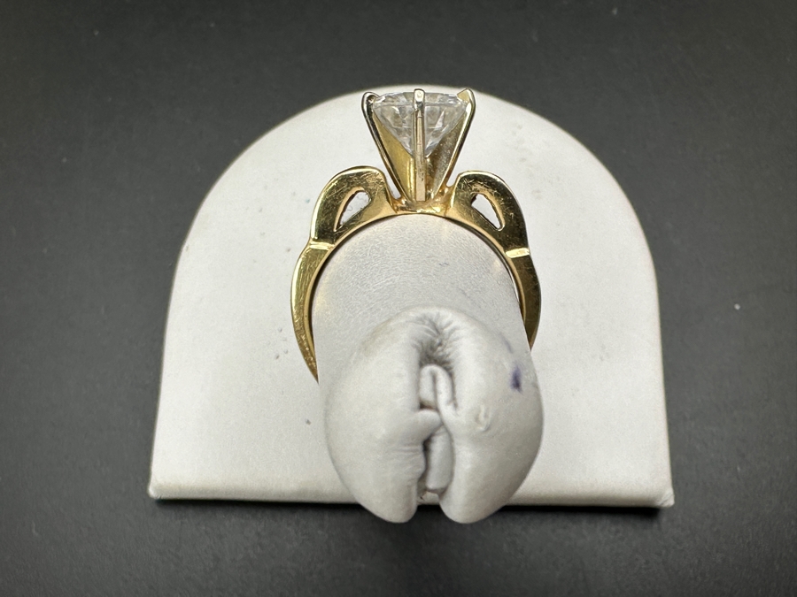 JUST ADDED - 14k Gold Ring With CZ Center Surrounded By (12) Diamond Baguettes Est. 1/2cttw Size 7.5 6.3g Retails $2,000 [Photo 10]