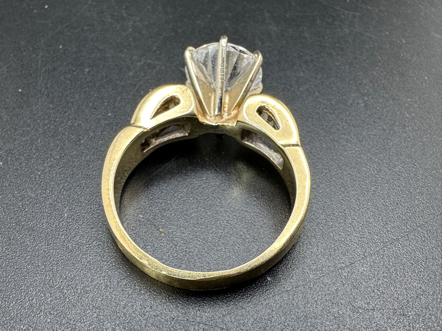 JUST ADDED - 14k Gold Ring With CZ Center Surrounded By (12) Diamond Baguettes Est. 1/2cttw Size 7.5 6.3g Retails $2,000 [Photo 12]