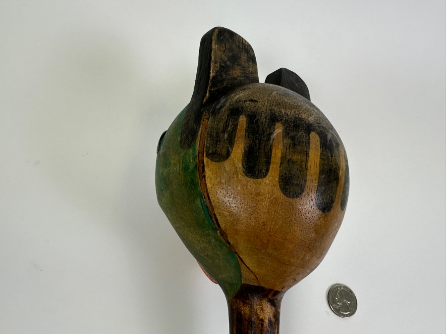 Vintage Carved Wooden Hand Painted Pacific Northwest Coast Haida Tlingit Rattle 5W X 12L [Photo 6]