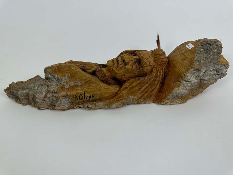 Hand Carved Wooden Native American Sculpture Signed A. Olvek 4.5W X 13.5H [Photo 6]