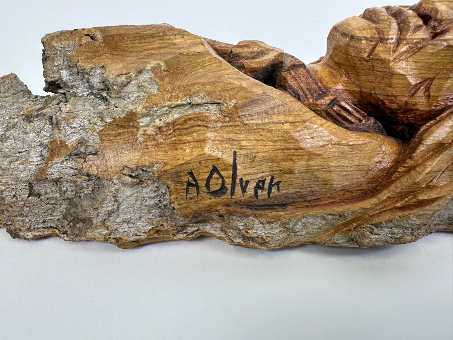 Hand Carved Wooden Native American Sculpture Signed A. Olvek 4.5W X 13.5H [Photo 5]