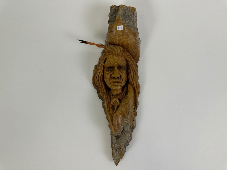 Hand Carved Wooden Native American Sculpture Signed A. Olvek 4.5W X 13.5H [Photo 4]