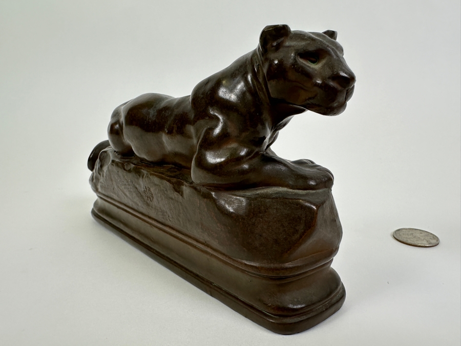 Vintage Kronheim & Oldenbusch Antoine-Louis Barye (1795-1875, French) Metal Panther Sculpture 7.5W X 2.5D X 4H [Photo 8]