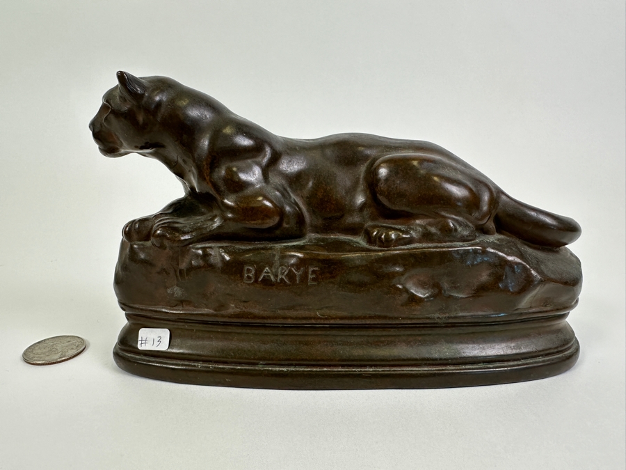Vintage Kronheim & Oldenbusch Antoine-Louis Barye (1795-1875, French) Metal Panther Sculpture 7.5W X 2.5D X 4H [Photo 2]