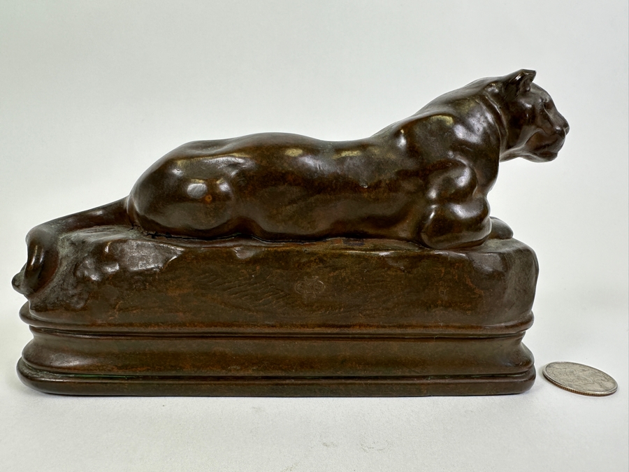 Vintage Kronheim & Oldenbusch Antoine-Louis Barye (1795-1875, French) Metal Panther Sculpture 7.5W X 2.5D X 4H [Photo 7]