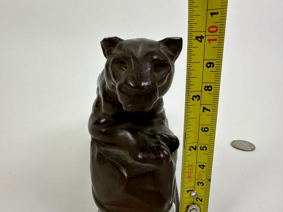 Vintage Kronheim & Oldenbusch Antoine-Louis Barye (1795-1875, French) Metal Panther Sculpture 7.5W X 2.5D X 4H [Photo 14]