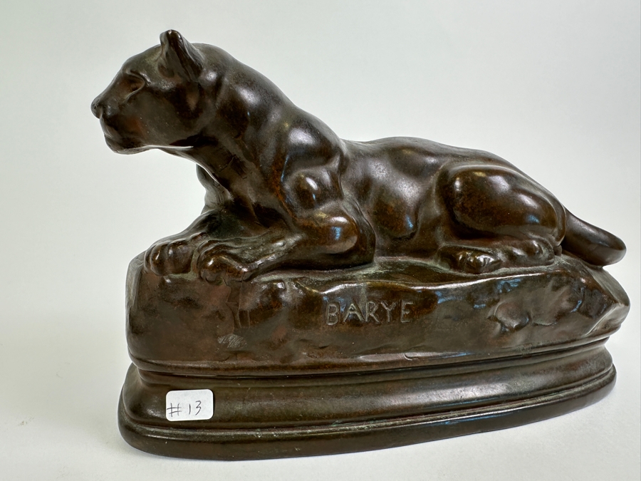 Vintage Kronheim & Oldenbusch Antoine-Louis Barye (1795-1875, French) Metal Panther Sculpture 7.5W X 2.5D X 4H [Photo 4]