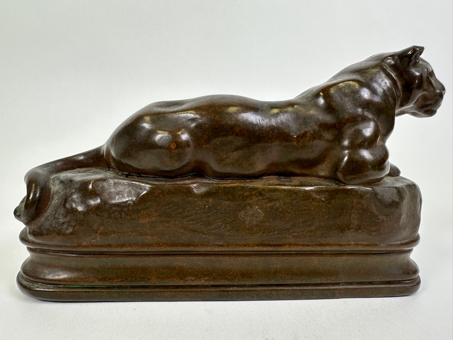 Vintage Kronheim & Oldenbusch Antoine-Louis Barye (1795-1875, French) Metal Panther Sculpture 7.5W X 2.5D X 4H [Photo 6]