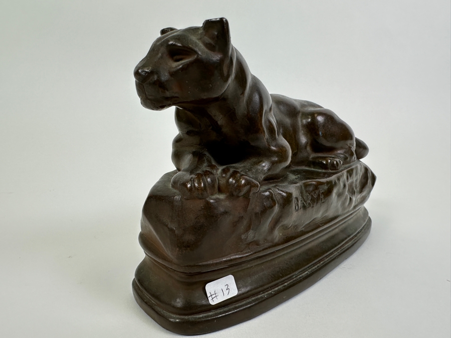 Vintage Kronheim & Oldenbusch Antoine-Louis Barye (1795-1875, French) Metal Panther Sculpture 7.5W X 2.5D X 4H [Photo 5]