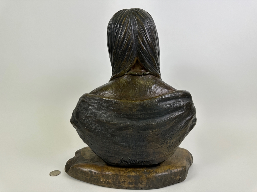 Stunning Limited Edition Bronze Sculpture By Joy Maushake Titled 'Demure' On Signed Wooden Base 12W X 10D X 15H Retails $675 [Photo 7]
