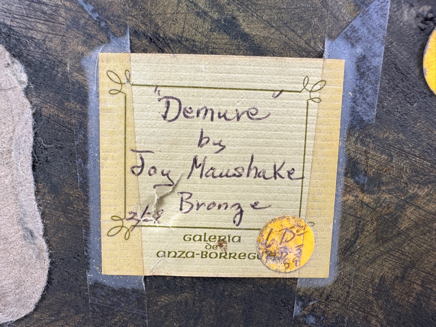 Stunning Limited Edition Bronze Sculpture By Joy Maushake Titled 'Demure' On Signed Wooden Base 12W X 10D X 15H Retails $675 [Photo 15]