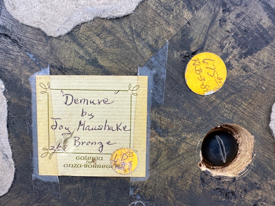 Stunning Limited Edition Bronze Sculpture By Joy Maushake Titled 'Demure' On Signed Wooden Base 12W X 10D X 15H Retails $675 [Photo 16]